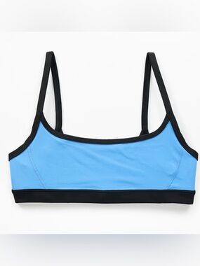 NEW Athleta Square Neck Bra A-C Medium Sports Bra Blue/Black NWT